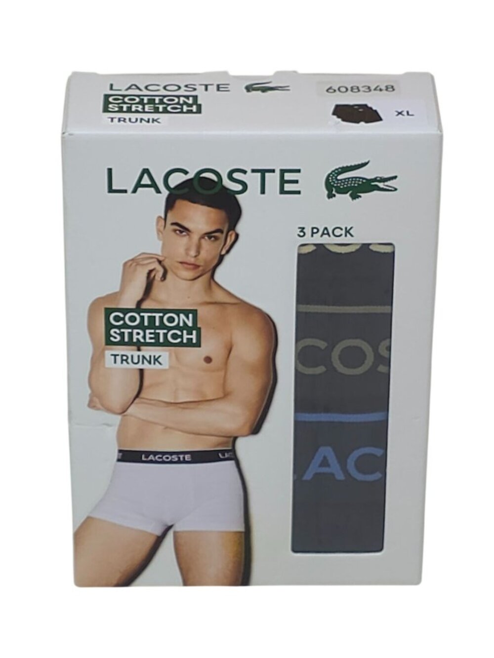 Lacoste Mens Cotton Stretch Trunk 3-Pack XL Comfortable Breathable Boxer Briefs